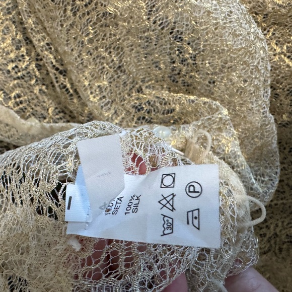 Valentino Silk Gold Lace Maxi Dress - Picture 8 of 10